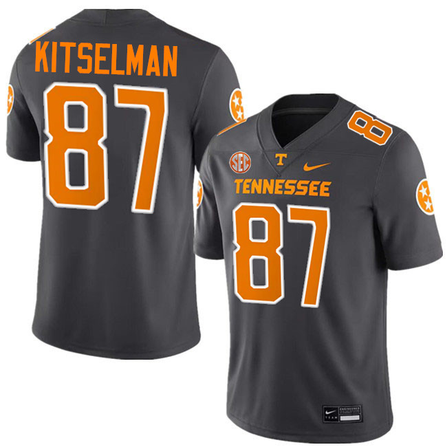 #87 Miles Kitselman UT Vols Jerseys,Tennessee Volunteers College Football Jerseys Stitched-Smoke Gre  #87 Miles Kitselman UT Vols Jerseys,Tennessee Volunteers College Football Jerseys Stitched-Smoke Gre